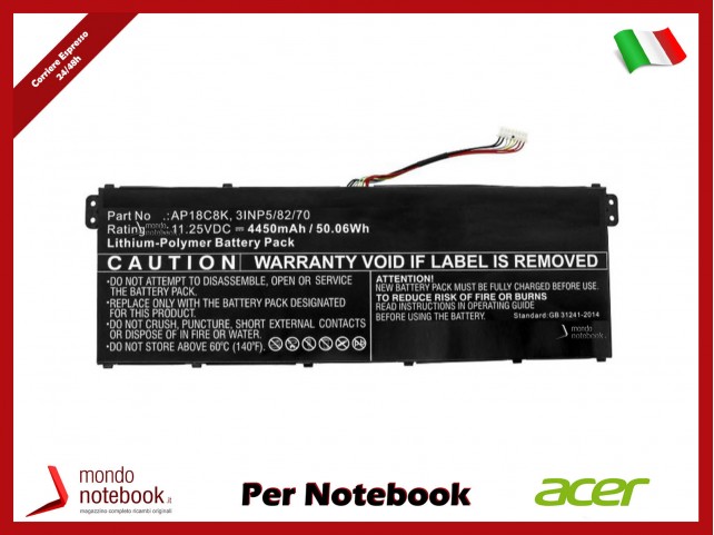 Batteria Compatibile Alta Qualità ACER Aspire 5 A514-52 Chromebook 314 C933 11.25V 4450mAh Batteria Compatibile Alta Qualità ACER Aspire 5 A514-52 Chromebook 314 C933 11.25V 4450mAh