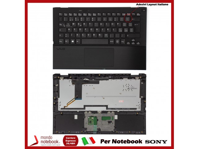 Tastiera con Top Case SONY Vaio PRO11 SVP11 SVP112 NERA con Adesivi Layout ITALIANO Tastiera con Top Case SONY Vaio PRO11 SVP11 SVP112 NERA con Adesivi Layout ITALIANO