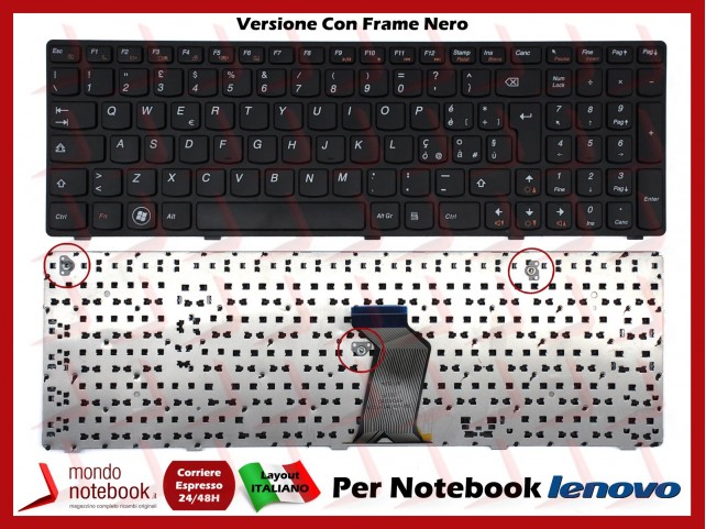 Tastiera Notebook Lenovo Ideapad Z560 Z565 Z565A G570 G575 G770 (Frame Nero) Tastiera Notebook Lenovo Ideapad Z560 Z565 Z565A G570 G575 G770 (Frame Nero)