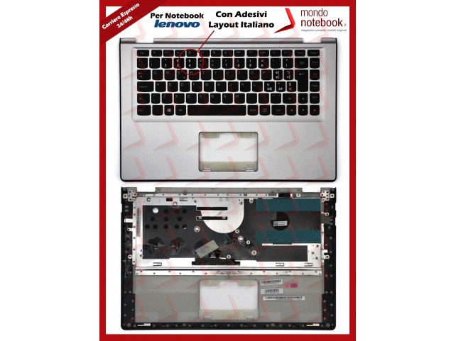 Tastiera con Top Case LENOVO Yoga 2 - 13 Con Adesivi Layout Italiano Tastiera con Top Case LENOVO Yoga 2 - 13 Con Adesivi Layout Italiano