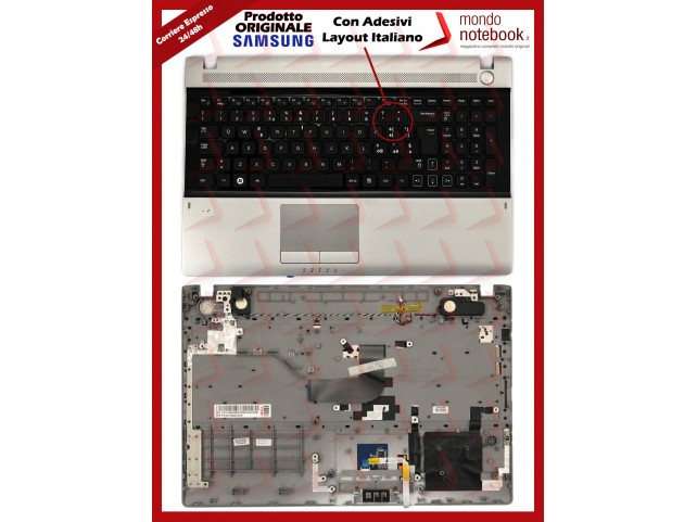 Tastiera con Top Case SAMSUNG RV511 (Grigia) Con Adesivi Layout Italiano Tastiera con Top Case SAMSUNG RV511 (Grigia) Con Adesivi Layout Italiano