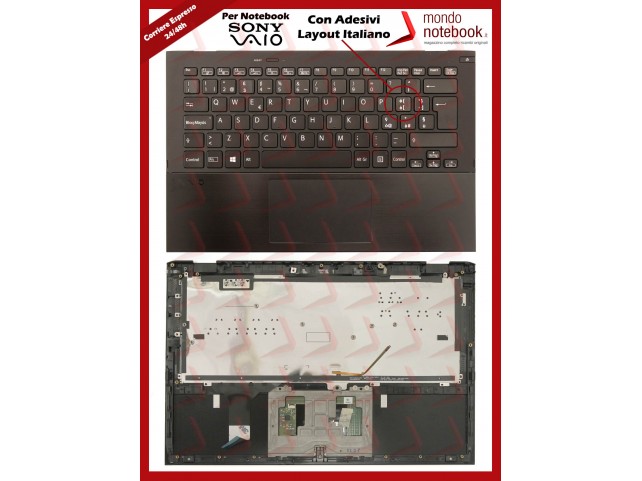 Tastiera con Top Case SONY Vaio Pro 13 SVP13A SVP132 (RETROILLUMINATA) con Adesivi Layout ITALIANO Tastiera con Top Case SONY Vaio Pro 13 SVP13A SVP132 (RETROILLUMINATA) con Adesivi Layout ITALIANO
