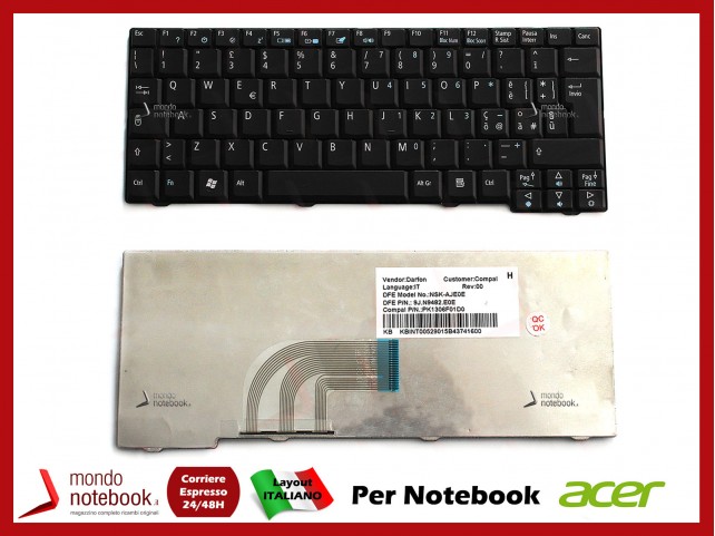 Tastiera Netbook ACER Aspire One ZG5 A110 A150 D150 D250 531H P531 (NERA) Tastiera Netbook ACER Aspire One ZG5 A110 A150 D150 D250 531H P531 (NERA)