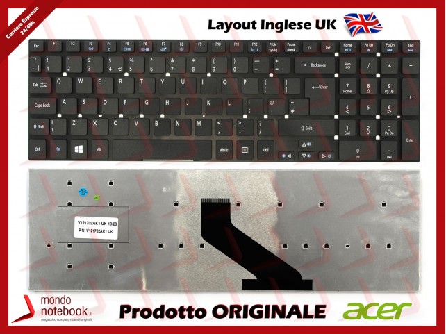 Tastiera Notebook ACER Aspire 5755G 5830TG V3-571 V3-771G V5-561 Layout Inglese Tastiera Notebook ACER Aspire 5755G 5830TG V3-571 V3-771G V5-561 Layout Inglese