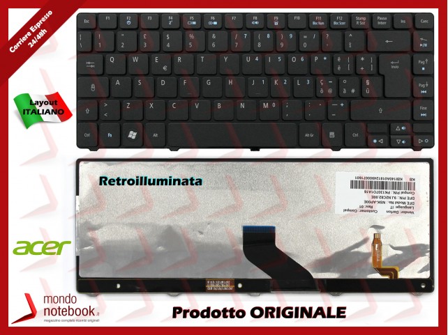 Tastiera Notebook ACER Aspire 5935G 5940G 5942G 3810T 3410T 3820T 4810T 4410T (RETROILLUMINATA) Tastiera Notebook ACER Aspire 5935G 5940G 5942G 3810T 3410T 3820T 4810T 4410T (RETROILLUMINATA)