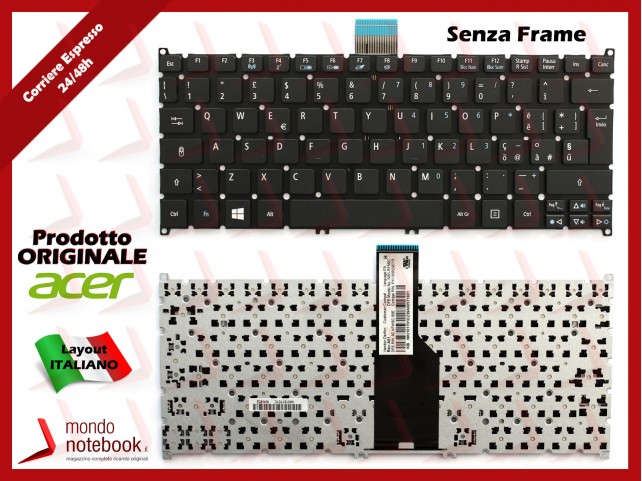 Tastiera Notebook ACER Aspire One 725 756 Aspire S3-371 S5-391 V5-121 S3-951 (NERA) Tastiera Notebook ACER Aspire One 725 756 Aspire S3-371 S5-391 V5-121 S3-951 (NERA)