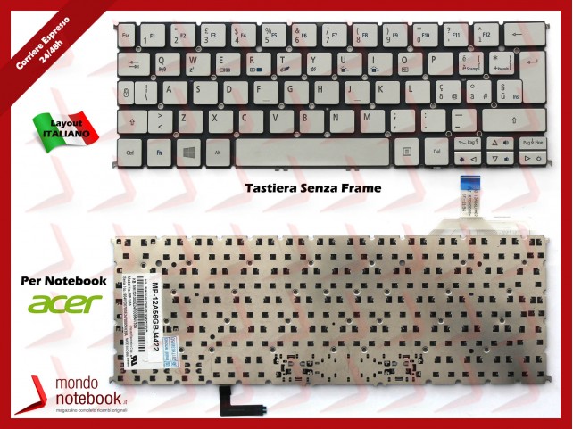 Tastiera Notebook ACER Aspire S7-191 S7-192 (Italiana) Silver Tastiera Notebook ACER Aspire S7-191 S7-192 (Italiana) Silver