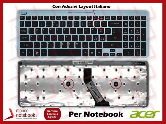 Tastiera Notebook ACER Aspire V5-531 V5-571 (FRAME CELESTE) (CON ADESIVI LAYOUT ITA) Tastiera Notebook ACER Aspire V5-531 V5-571 (FRAME CELESTE) (CON ADESIVI LAYOUT ITA)
