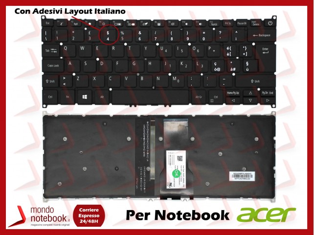 Tastiera Notebook ACER Swift 3 SF314-54 Con ADESIVI LAYOUT ITALIANO -  Ricambi Acer