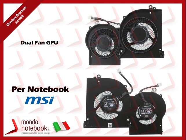 Ventola Dual Fan MSI Stealth Thin GS65 GS65VR P65 Stealth Pro GS63VR GS73VR (Versione 2) Ventola Dual Fan MSI Stealth Thin GS65 GS65VR P65 Stealth Pro GS63VR GS73VR (Versione 2)