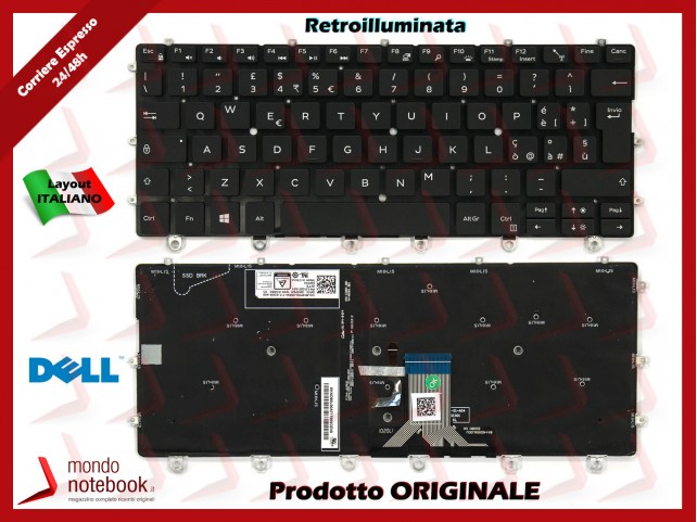 Tastiera Notebook DELL XPS 13 9365 (NERA) RETROILLUMINATA - Italiana Tastiera Notebook DELL XPS 13 9365 (NERA) RETROILLUMINATA - Italiana