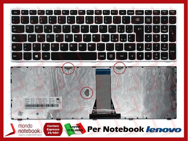 Tastiera Notebook Lenovo IdeaPad G50-30 G50-45 G50-70 B50-30 Z50-70 Flex 2 15 (Frame Silver) Tastiera Notebook Lenovo IdeaPad G50-30 G50-45 G50-70 B50-30 Z50-70 Flex 2 15 (Frame Silver)