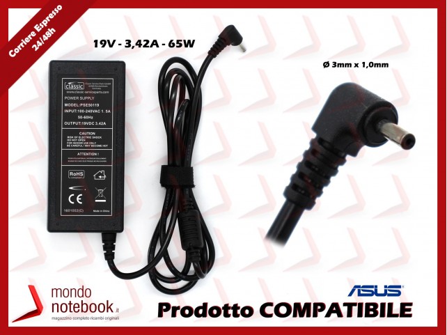 Alimentatore Compatibile per ASUS 65W 19V 3,42A UX21E UX31E (3mm x 1.1mm) Alimentatore Compatibile per ASUS 65W 19V 3,42A UX21E UX31E (3mm x 1.1mm)