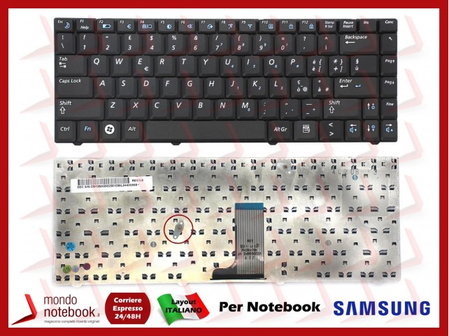 Tastiera Notebook SAMSUNG R515 R518 R519 (NERA) Italiana Versione Small Enter Tastiera Notebook SAMSUNG R515 R518 R519 (NERA) Italiana Versione Small Enter