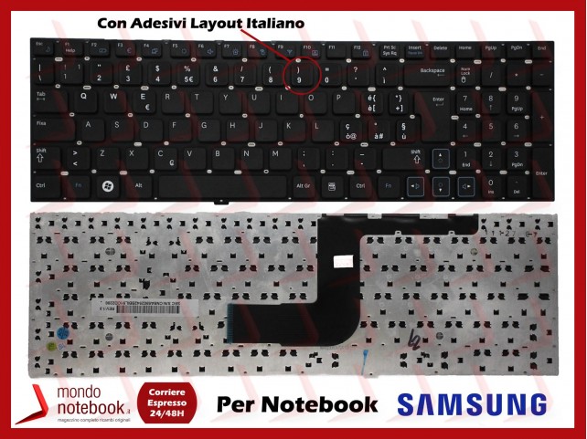 Tastiera Notebook SAMSUNG RV511 RV520 (NERA) (SENZA FRAME) con ADESIVI LAYOUT ITALIANO Tastiera Notebook SAMSUNG RV511 RV520 (NERA) (SENZA FRAME) con ADESIVI LAYOUT ITALIANO