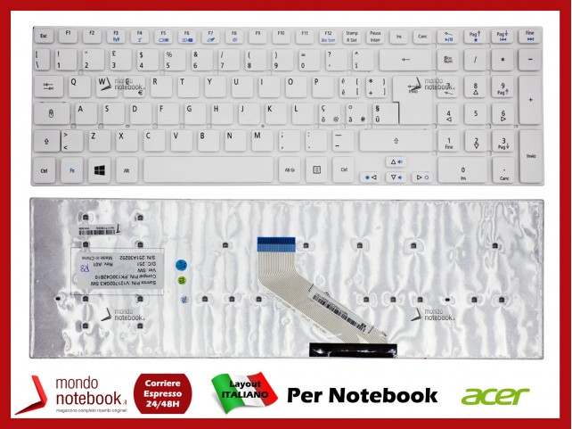 Tastiera Notebook ACER Aspire 5755G 5830TG V3-571 V3-771G V5-561 Layout Italiano (Bianca) Tastiera Notebook ACER Aspire 5755G 5830TG V3-571 V3-771G V5-561 Layout Italiano (Bianca)