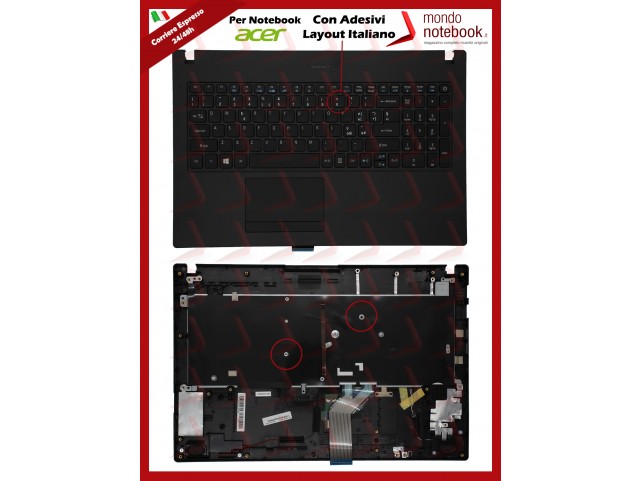 Tastiera con Top Case ACER TravelMate TMP2510-M Con Adesivi Layout ITALIANO Tastiera con Top Case ACER TravelMate TMP2510-M Con Adesivi Layout ITALIANO