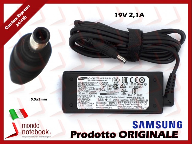 Alimentatore Originale SAMSUNG 40W (5,5x3)mm Alimentatore Originale SAMSUNG 40W (5,5x3)mm