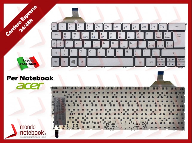 Tastiera Notebook ACER Aspire S7-391 S7-392 (Italiana) Silver Tastiera Notebook ACER Aspire S7-391 S7-392 (Italiana) Silver