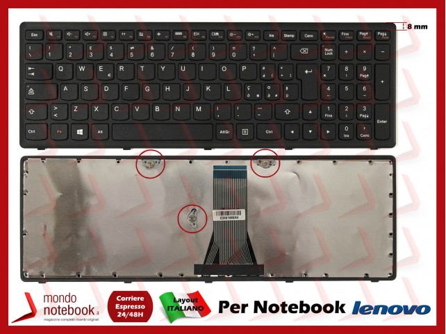 Tastiera Notebook Lenovo IdeaPad Z510 Flex 15 G500 S500 (FRAME NERO) Tastiera Notebook Lenovo IdeaPad Z510 Flex 15 G500 S500 (FRAME NERO)