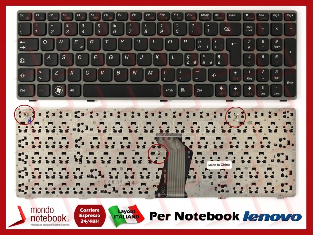Tastiera Notebook Lenovo Ideapad Z560 Z565 Z565A G570 G575 G770 (Frame Grey) Tastiera Notebook Lenovo Ideapad Z560 Z565 Z565A G570 G575 G770 (Frame Grey)