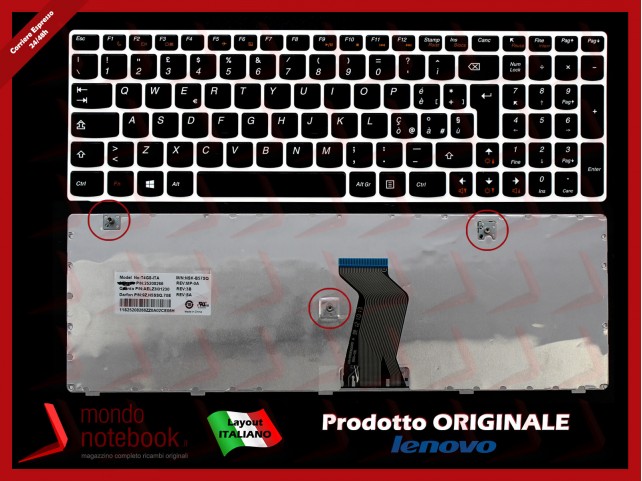 Tastiera Notebook Lenovo Ideapad Z580 V580 G580 (Frame Bianco) Tastiera Notebook Lenovo Ideapad Z580 V580 G580 (Frame Bianco)
