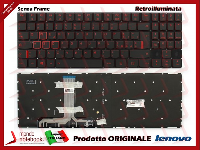 Tastiera Notebook Lenovo Legion Y520 Y720 R720 (Retroilluminata) No RGB Tastiera Notebook Lenovo Legion Y520 Y720 R720 (Retroilluminata) No RGB