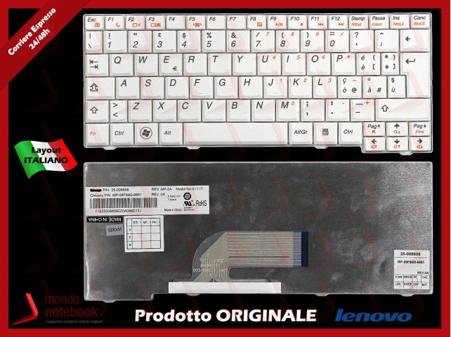 Tastiera Notebook Lenovo S10-2 S10-2C S10-3C S11 (BIANCA) Tastiera Notebook Lenovo S10-2 S10-2C S10-3C S11 (BIANCA)
