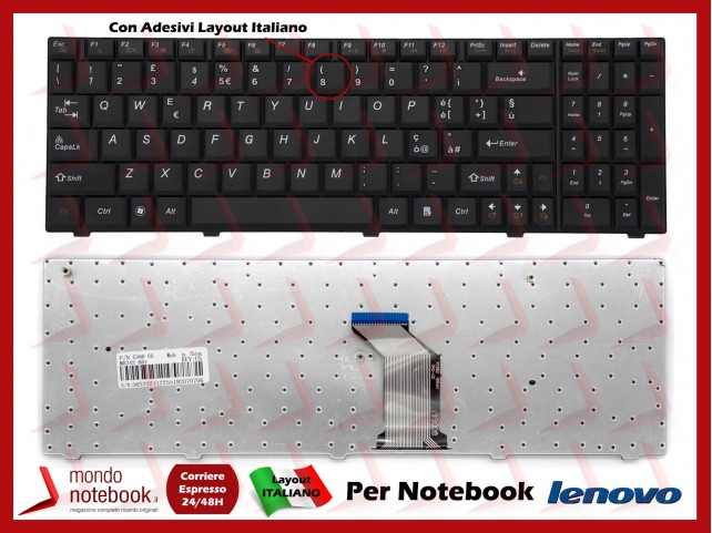 Tastiera Notebook Lenovo 3000 Series G560 G560E G565 (VERSIONE 1) Con Adesivi Layout Italiano Tastiera Notebook Lenovo 3000 Series G560 G560E G565 (VERSIONE 1) Con Adesivi Layout Italiano