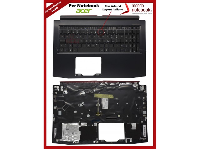 Tastiera con Top Case ACER Predator PH315-51 (Vers.1060) - Con Adesivi Layout Italiano Tastiera con Top Case ACER Predator PH315-51 (Vers.1060) - Con Adesivi Layout Italiano