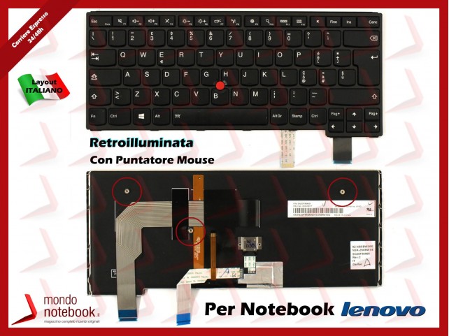 Tastiera Notebook Lenovo Thinkpad P40 Yoga 460 S3 Yoga 14 (Retroilluminata) Con Trackpoint (Nera) Tastiera Notebook Lenovo Thinkpad P40 Yoga 460 S3 Yoga 14 (Retroilluminata) Con Trackpoint (Nera)