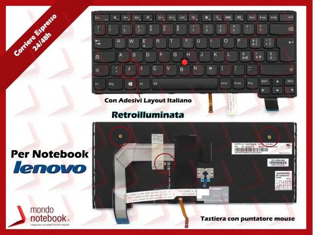 Tastiera Notebook Lenovo Thinkpad P40 Yoga 460 S3 Yoga 14 (Nera) con ADESIVI LAYOUT ITALIANO Tastiera Notebook Lenovo Thinkpad P40 Yoga 460 S3 Yoga 14 (Nera) con ADESIVI LAYOUT ITALIANO