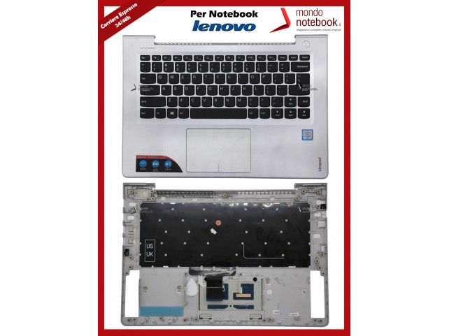 Tastiera con Top Case LENOVO IdeaPad 510S-14ISK 310S-14ISK - Layout Americano (Silver) Tastiera con Top Case LENOVO IdeaPad 510S-14ISK 310S-14ISK - Layout Americano (Silver)