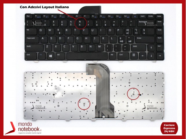 Tastiera Notebook DELL Inspiron 14 3421 14 5421 con Adesivi Layout ITALIANO  - Ricambi Dell
