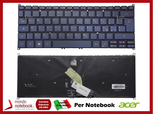 Tastiera Notebook ACER SF514-54 RETROILLUMINATA SENZA FRAME Tastiera Notebook ACER SF514-54 RETROILLUMINATA SENZA FRAME