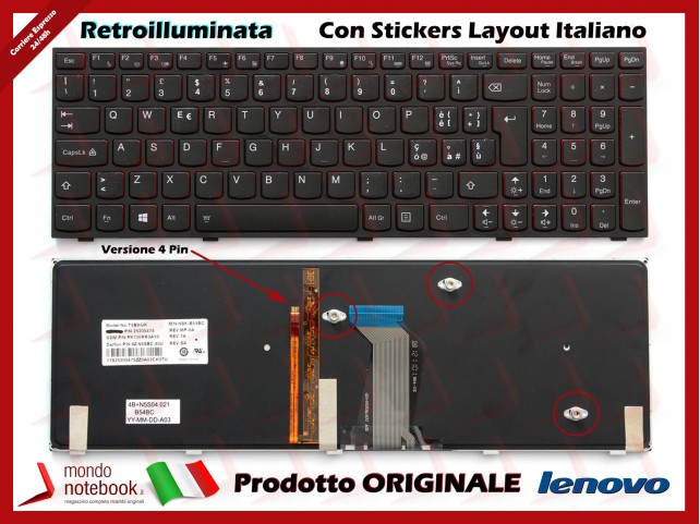 Tastiera Notebook Lenovo Y500 (LAYOUT STRANIERO) con ADESIVI in ITALIANO (RETROILLUMINATA 4 PIN) Tastiera Notebook Lenovo Y500 (LAYOUT STRANIERO) con ADESIVI in ITALIANO (RETROILLUMINATA 4 PIN)
