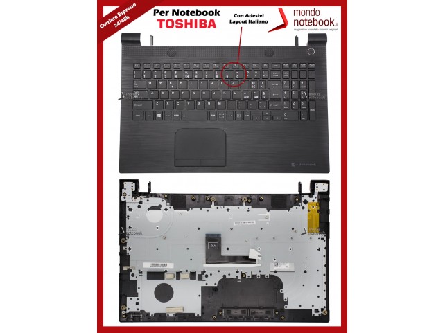 Tastiera con Top Case TOSHIBA Dynabook L50-C (Nera) con ADESIVI LAYOUT ITALIANO Tastiera con Top Case TOSHIBA Dynabook L50-C (Nera) con ADESIVI LAYOUT ITALIANO
