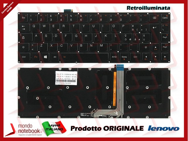 Tastiera Notebook Lenovo Yoga 3 PRO 1370 Retroilluminata - Layout Italiano Tastiera Notebook Lenovo Yoga 3 PRO 1370 Retroilluminata - Layout Italiano