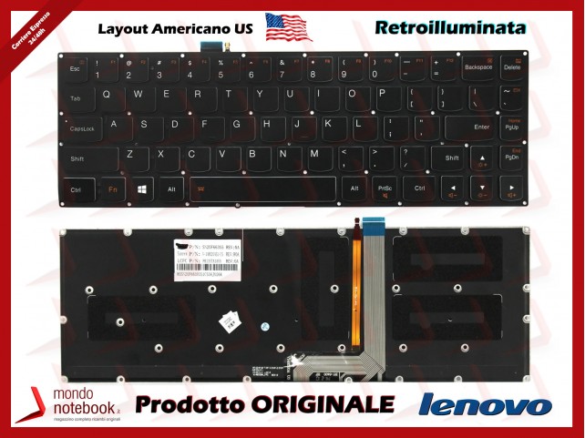 Tastiera Notebook Lenovo Yoga 3 PRO 1370 Retroilluminata - Layout Americano US Tastiera Notebook Lenovo Yoga 3 PRO 1370 Retroilluminata - Layout Americano US