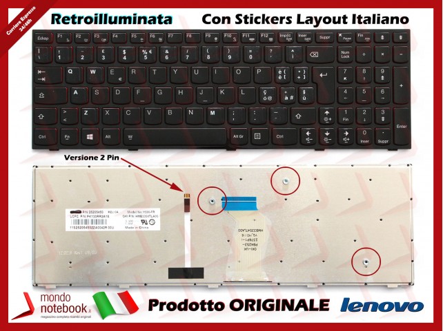 Tastiera Notebook Lenovo Yoga Y500 (LAYOUT STRANIERO) con ADESIVI in ITALIANO (RETROILLUMINATA 2 PIN) Tastiera Notebook Lenovo Yoga Y500 (LAYOUT STRANIERO) con ADESIVI in ITALIANO (RETROILLUMINATA 2 PIN)