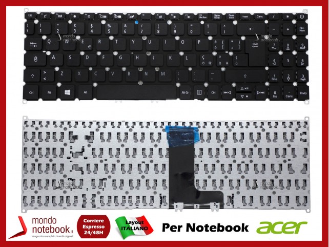 Tastiera Notebook ACER Aspire 3 A315-42 A315-54 N19C1 - Italiana (Nera) No Frame Tastiera Notebook ACER Aspire 3 A315-42 A315-54 N19C1 - Italiana (Nera) No Frame