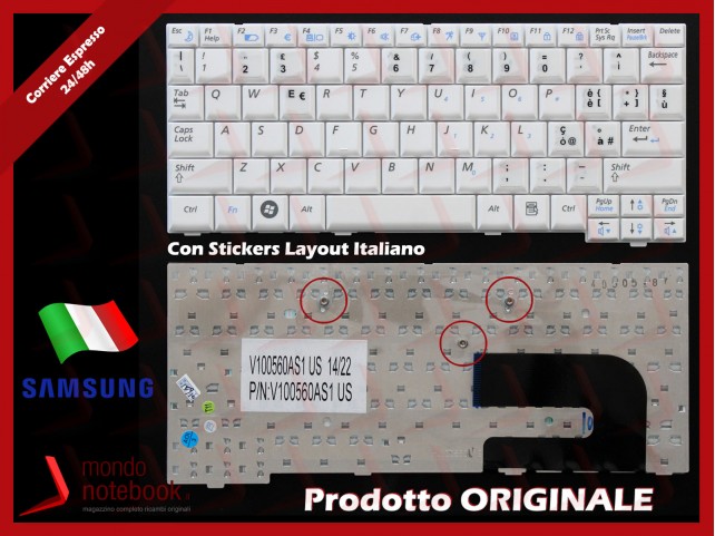 Tastiera Notebook SAMSUNG NC10 NP-N130 (BIANCA) con ADESIVI LAYOUT ITA Tastiera Notebook SAMSUNG NC10 NP-N130 (BIANCA) con ADESIVI LAYOUT ITA