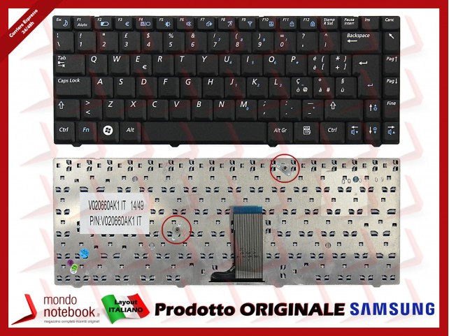 Tastiera Notebook SAMSUNG R515 R518 R519 (NERA) Italiana Versione Big Enter Tastiera Notebook SAMSUNG R515 R518 R519 (NERA) Italiana Versione Big Enter