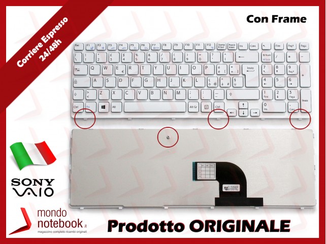 Tastiera Notebook Sony SVE15 (BIANCA) (CON FRAME) Italiana Tastiera Notebook Sony SVE15 (BIANCA) (CON FRAME) Italiana