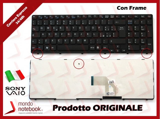 Tastiera Notebook Sony SVE15 (NERA) (CON FRAME NERO) Italiana Tastiera Notebook Sony SVE15 (NERA) (CON FRAME NERO) Italiana