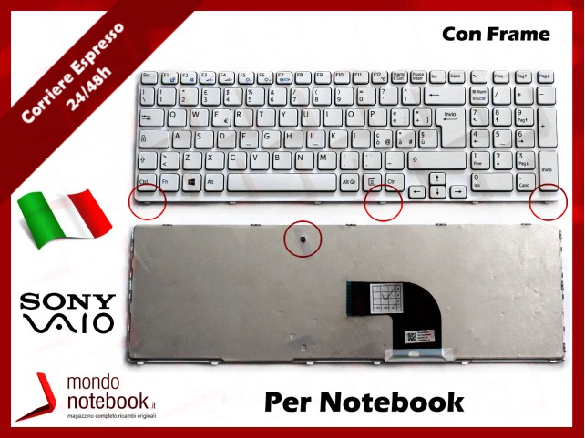 Tastiera Notebook Sony SVE17 (BIANCA) Italiana Tastiera Notebook Sony SVE17 (BIANCA) Italiana