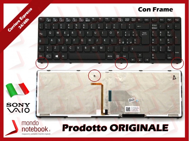 Tastiera Notebook Sony SVE17 (NERA) (CON FRAME)(RETROILLUMINATA) Italiana Tastiera Notebook Sony SVE17 (NERA) (CON FRAME)(RETROILLUMINATA) Italiana