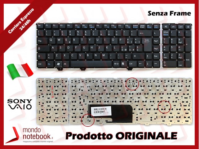 Tastiera Notebook Sony VGN-AW (NERA Senza FRAME) Italiana Tastiera Notebook Sony VGN-AW (NERA Senza FRAME) Italiana