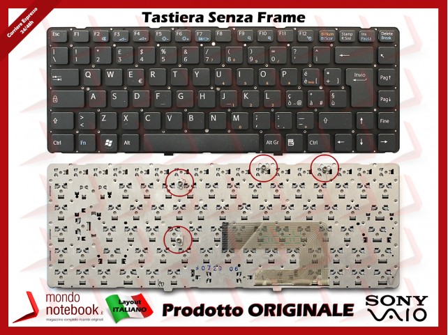 Tastiera Notebook Sony VGN-NW SERIES (NERA) (SENZA FRAME) Italiana Tastiera Notebook Sony VGN-NW SERIES (NERA) (SENZA FRAME) Italiana