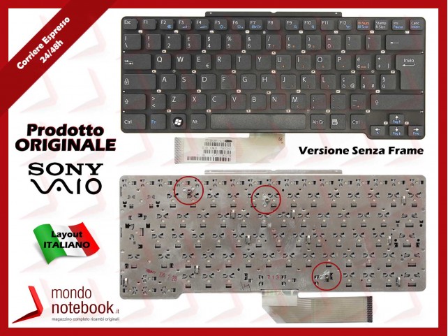 Tastiera Notebook Sony VGN-SR PCG-5N2M (NERA) SENZA FRAME Tastiera Notebook Sony VGN-SR PCG-5N2M (NERA) SENZA FRAME